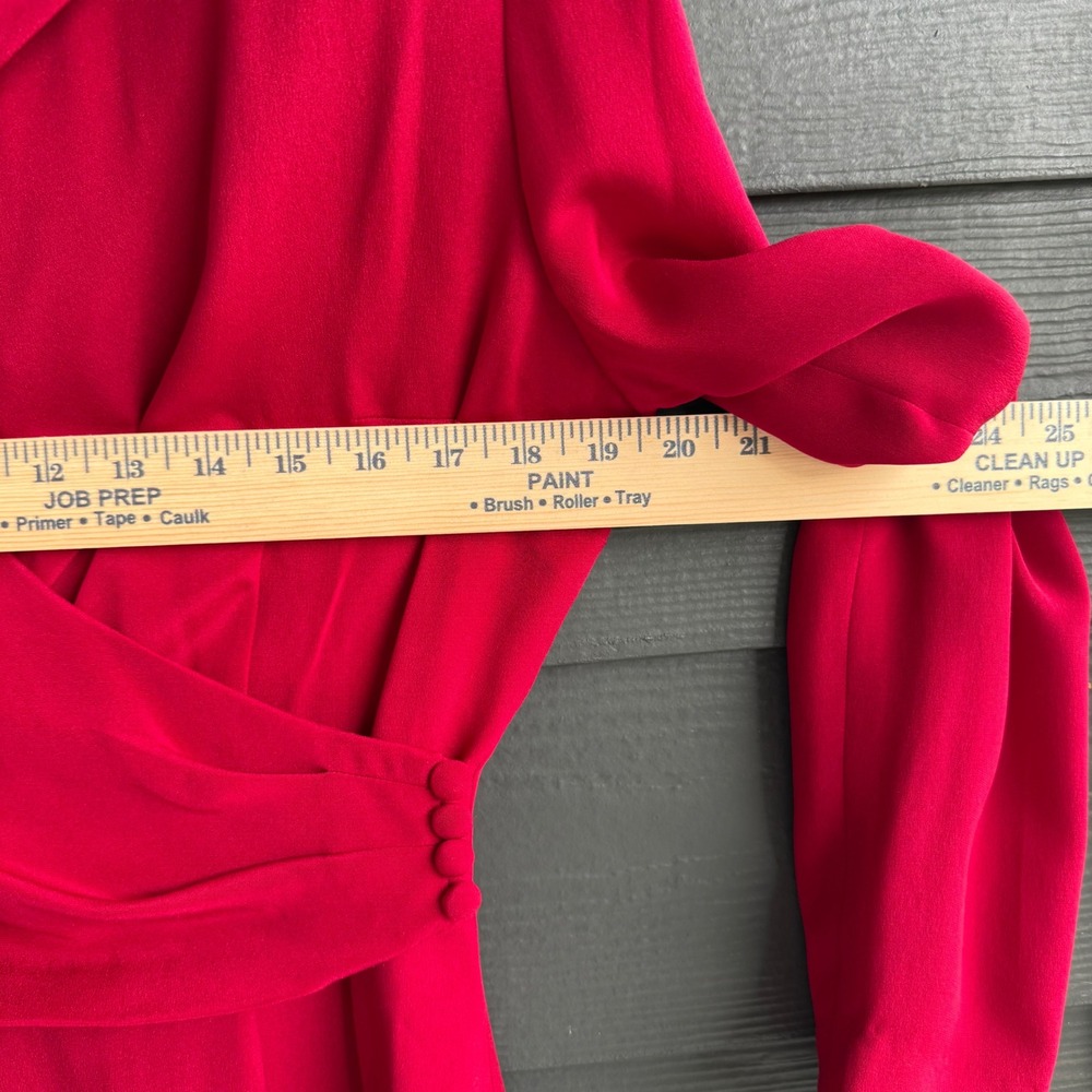 Donna Morgan Silk Wrap Midi Dress Pink Long Sleeve Cocktail Size 10 - Picture 7 of 10